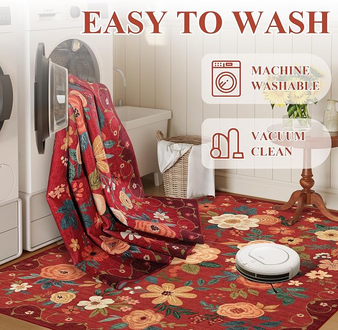 DUKINO 3x5 Area Rug, Floral Rugs - Image 7