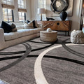 Rugshop Wavy Circles Design Area Rug, Fade-Resistant Carpet by Rugshop