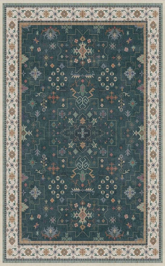 Dark Green Oushak 5x8 Living Room Rug - Image 2