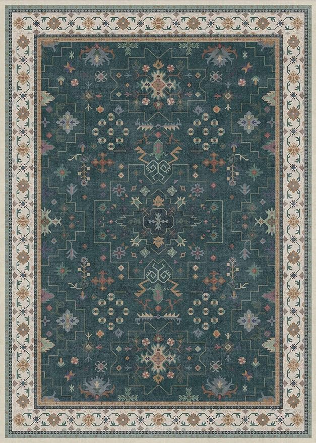 Dark Green Oushak 5x7 Living Room Rug - Image 2