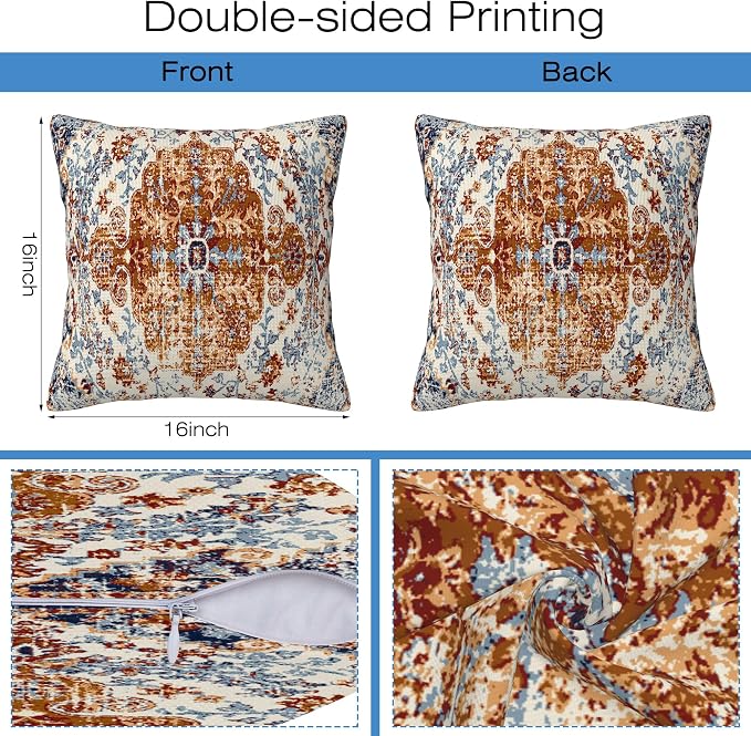 Ethnic Boho Throw Pillow Covers Set of 2 Rug Boho Style Ethnic Design Pillow - Image 2