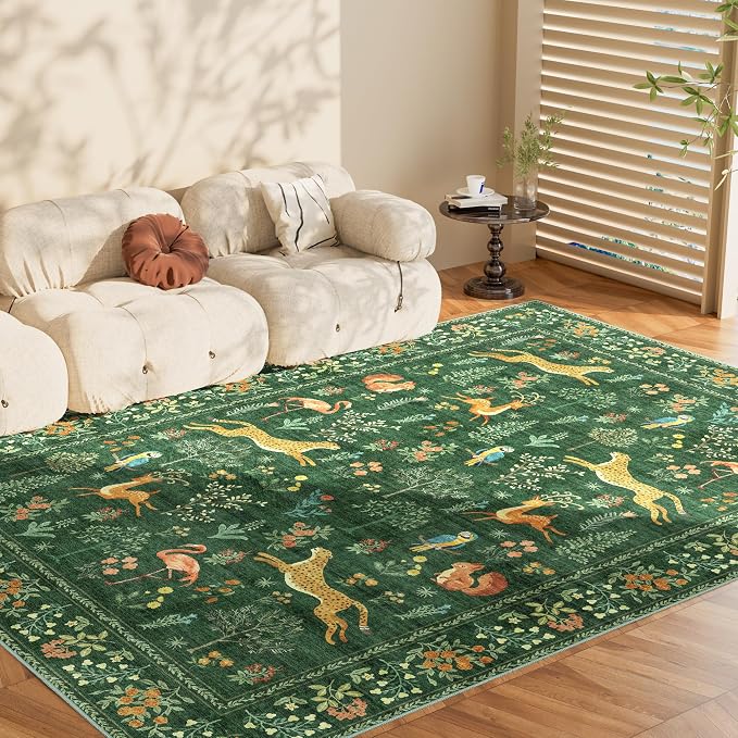 DUKINO 9x12 Rug, Washable Animal Living Room Rug - Image 8