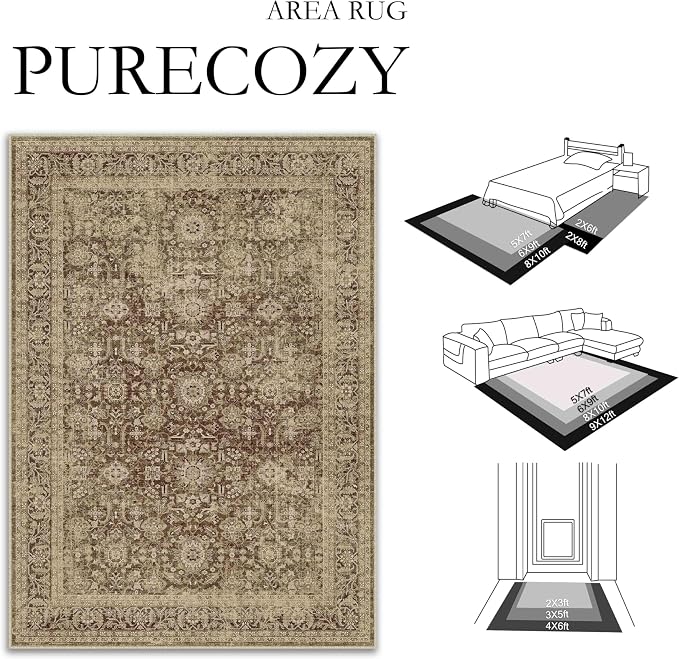 Brown 2x6 Runner Rug Hallway Non Slip Kitchen Vintage Distressed Long Carpet - Image 8
