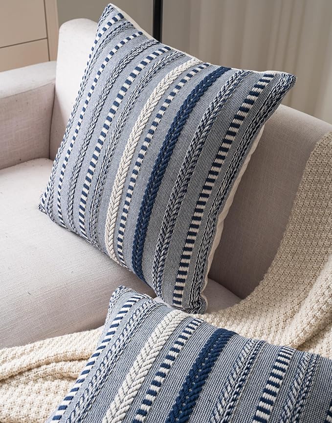 Boho Throw Pillow Covers 18x18 Inch Set of 2, Farmhouse Decorative Couch Pillow - Image 3