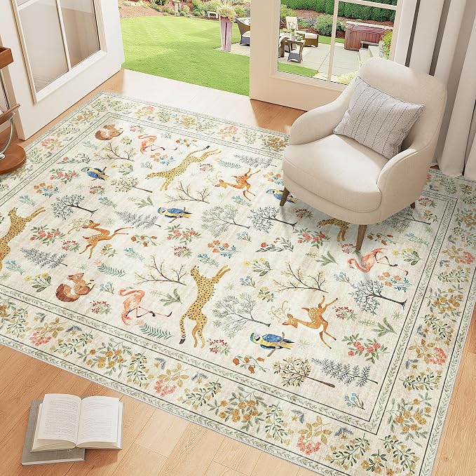 DUKINO 4x6 Rug, Washable Animal Area Rug - Image 2