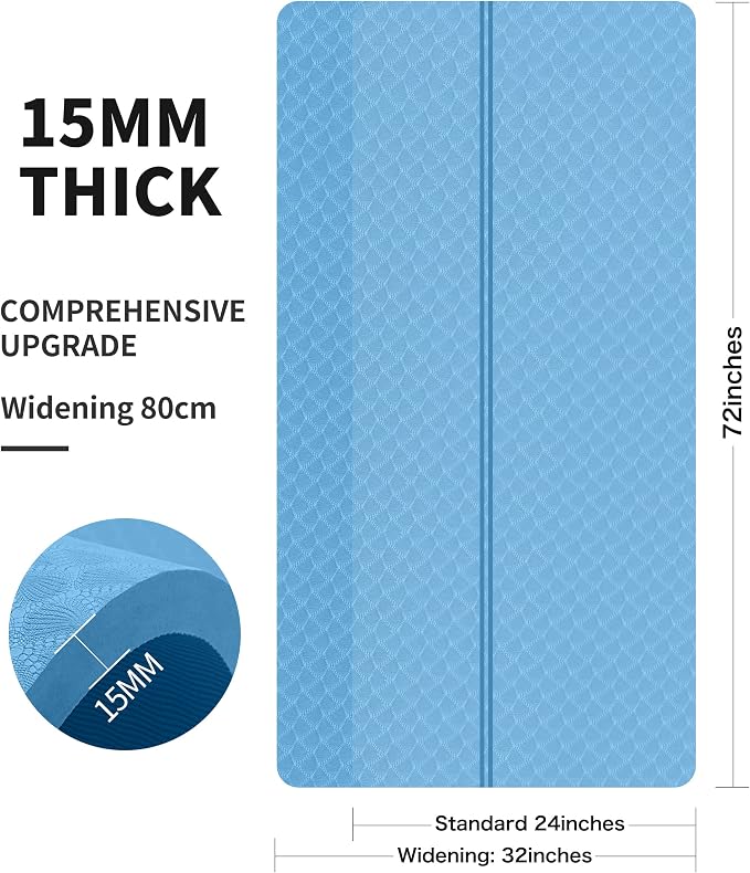 nuveti Large Exercise Mat - 15mm/20mm/30mm Thick Yoga Mat | Workout Mat - Image 3