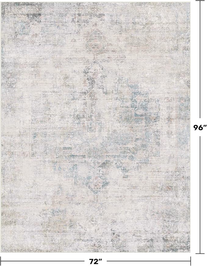 Light Blue Farmhouse Area Rug for Bedroom - Image 2