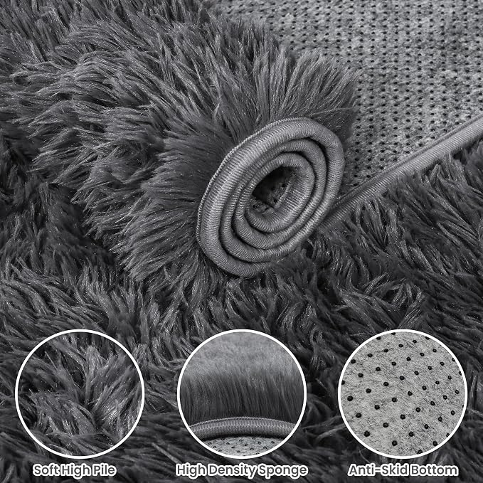8x10 Area Rugs for Living Room: Ultra Soft Fluffy Shag Grey Rugs for Bedroom - Image 7