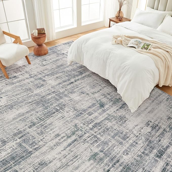 Area Rug for Living Room: 6x9 Washable Neutral Abstract Modern Soft Rugs Non - Image 2
