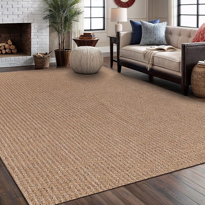 Easy Jute Rug 9x12 Indoor Outdoor Natural Rugs Solid Fiber Rug Woven Area Rug - Image 4
