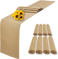 8 Pack Natural Burlap Table Runners, 12 x 108 Inch Rustic Jute Table Runner and by Wlirantim