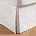 MIYE Pleated Waffle Weave Bed Skirt, Tailored Dust Ruffle 14 Inch Drop Easy Fit by MIYE