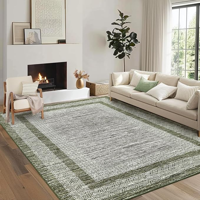 GarveeHome Modern Geometric Area Rug 5x7 Distressed Bordered Rug Washable Non by GarveeHome