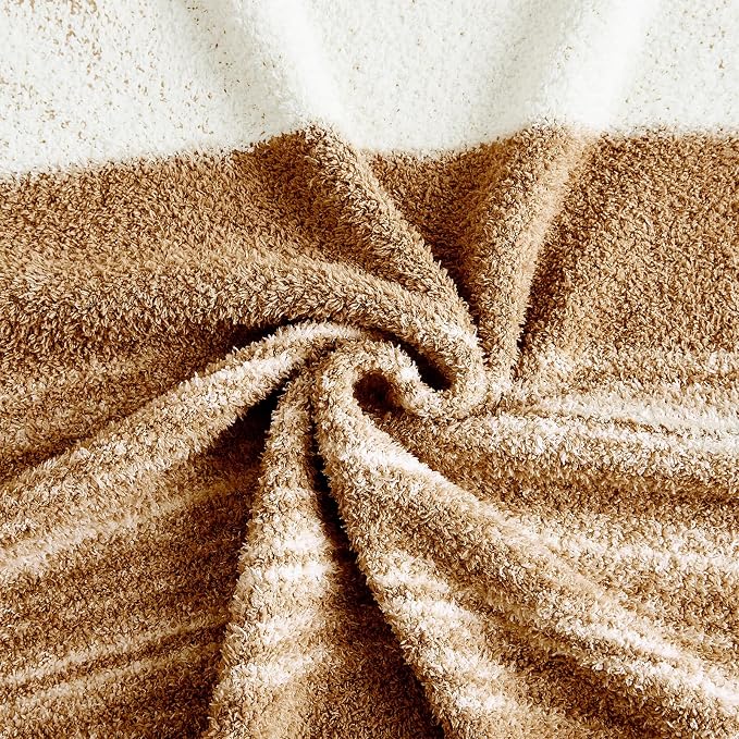 WRENGONGE Burnt Orange Throw Blanket, 50x70 Soft Cozy Striped Throw Blankets - Image 4