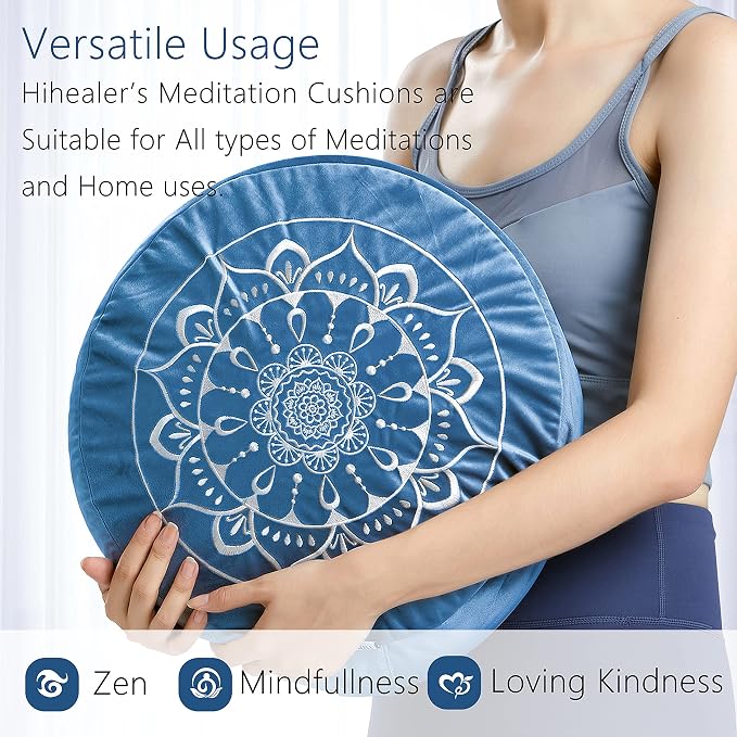 Hihealer Meditation Cushion, Traditional Tibetan Meditation Pillow Velvet Cover - Image 5