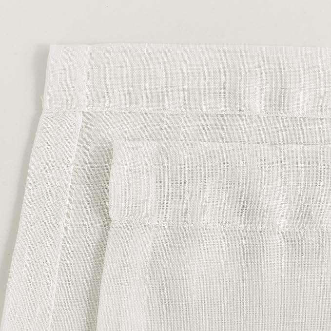 Sheer Curtains Faux Linen Semi Voile Light Filtering Drapes Pair - Image 5
