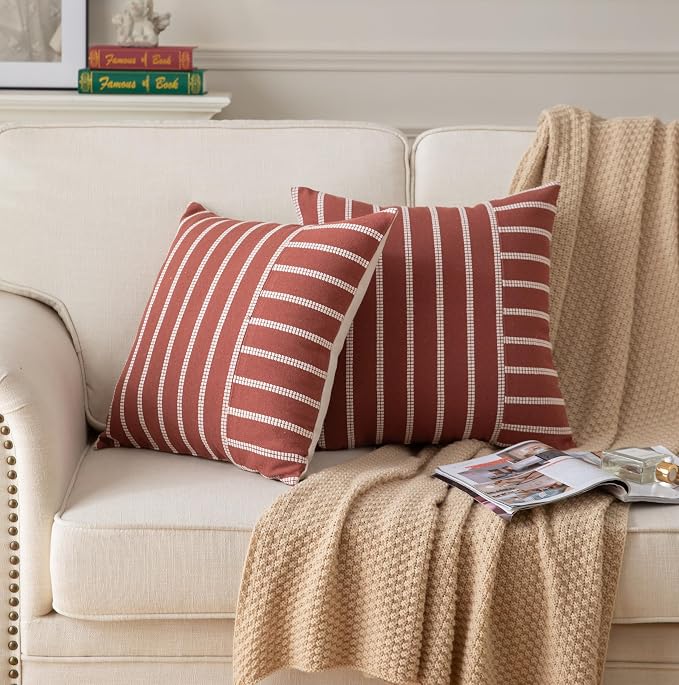 Caflife Boho Fall Throw Pillow Covers 18x18 Set of 2 Soft Farmhouse Decorative - Image 2