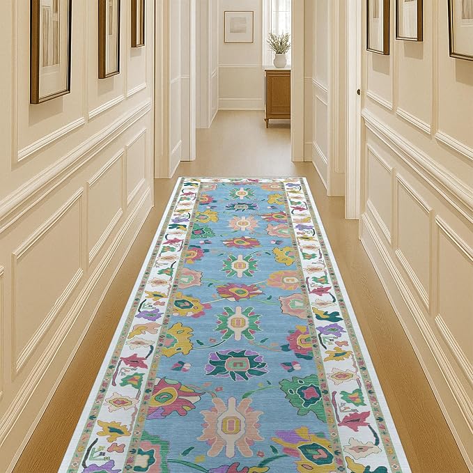 Fame Living Colorful Oushak Runner Rug, Modern Runners, Long Runner Rugs by FameLiving%7COushakRugs