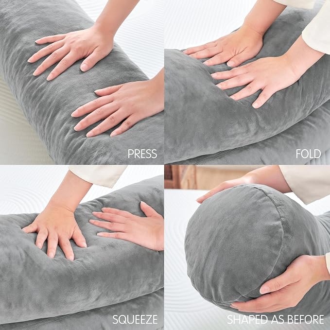 SyMax 7.8"x60" Body Pillow for Queen Bed, Bolster w/Removable Polyester Cover - Image 8