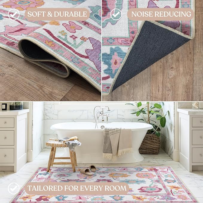 Fame Living Pink Oushak Rug, Area Rugs - Image 5