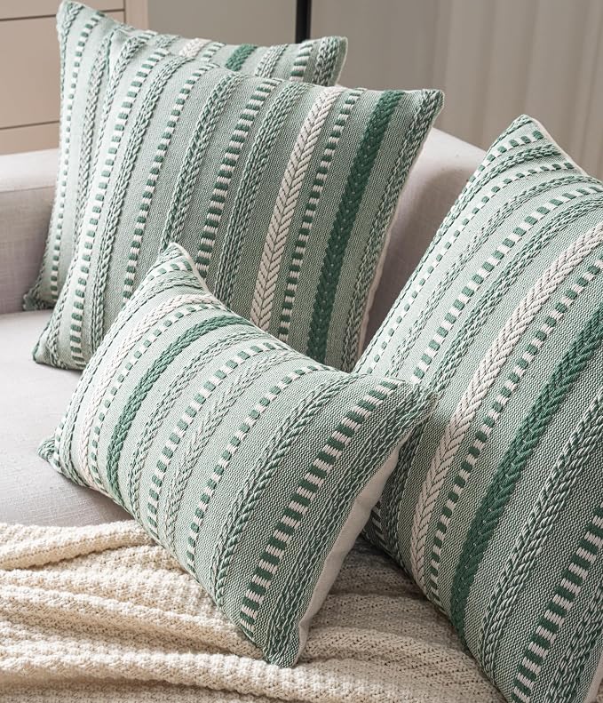 Boho Throw Pillow Covers 18x18 Inch Set of 2, Farmhouse Decorative Couch Pillow - Image 5