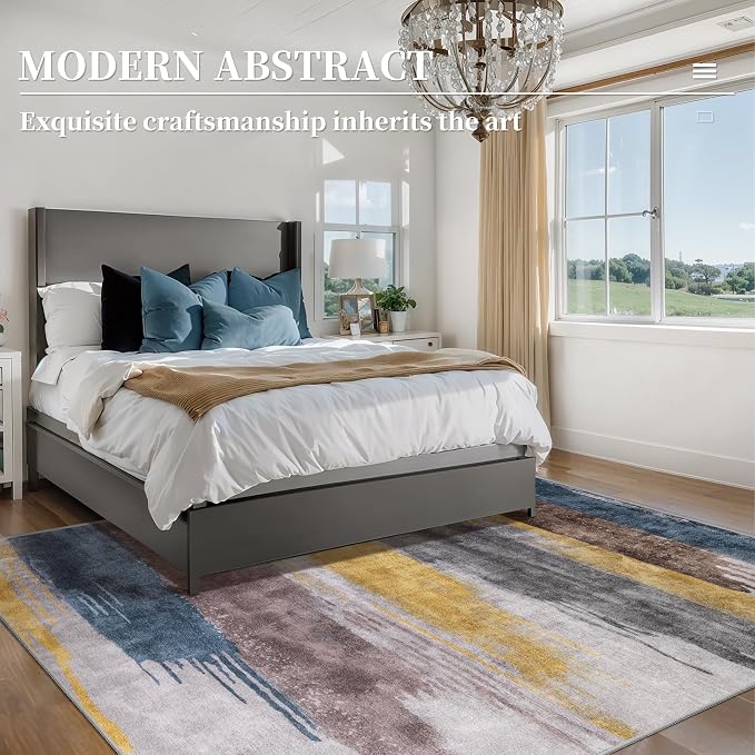 Ciicool Modern Abstract Rug for Living Room, Low-Pile Contemporary Indoor - Image 2