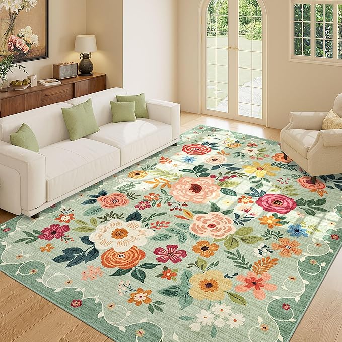 DUKINO 8x10 Area Rug, Floral Rugs - Image 7