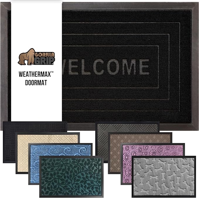 GORILLA GRIP 100% Waterproof All-Season WeatherMax Doormat 35x23, US Designed by GorillaGrip