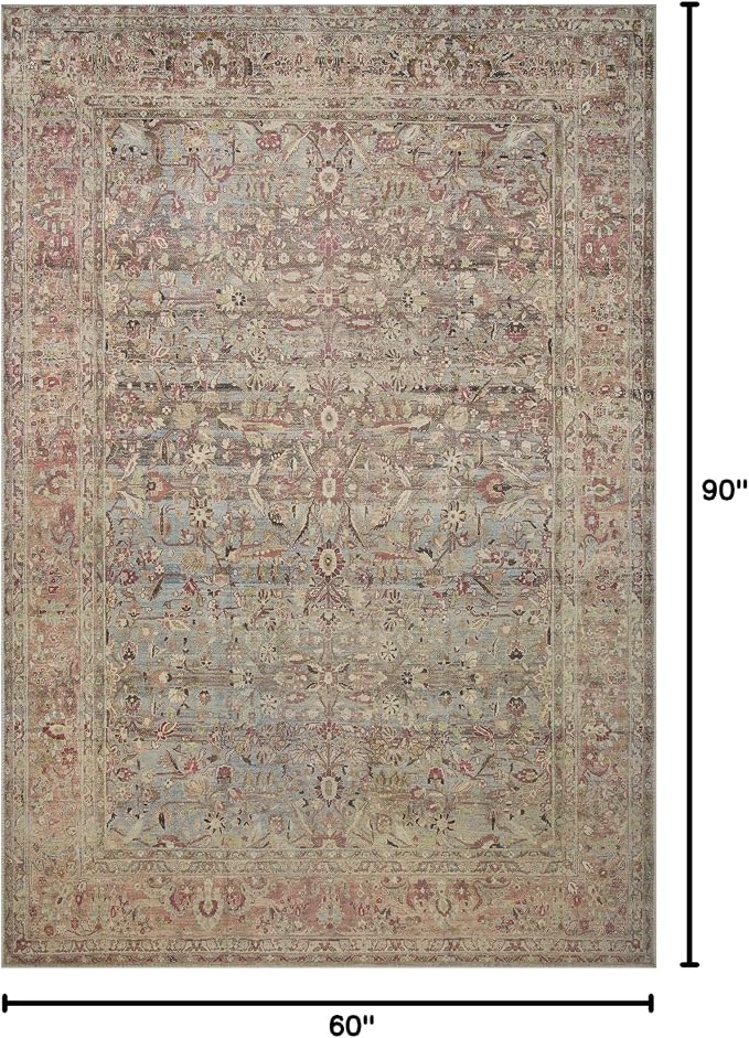 Loloi Adrian Collection ADR-06 Ocean/Clay 5'-0" x 7'-6", .19" Thick Area Rug - Image 2