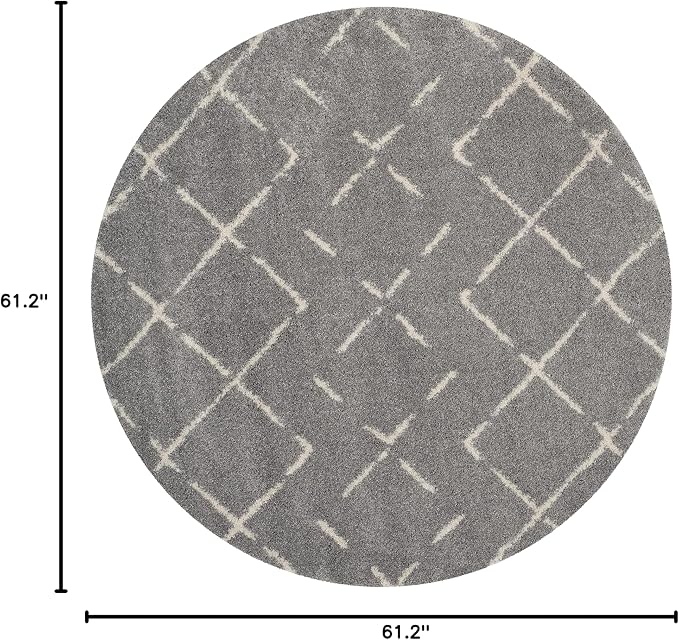 SAFAVIEH Arizona Shag Collection 5'1" Round Grey/Ivory ASG743D Moroccan Diamond - Image 2