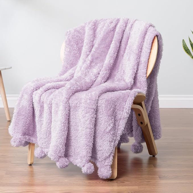 PAVILIA Lavender Sherpa Throw Blanket by PAVILIA