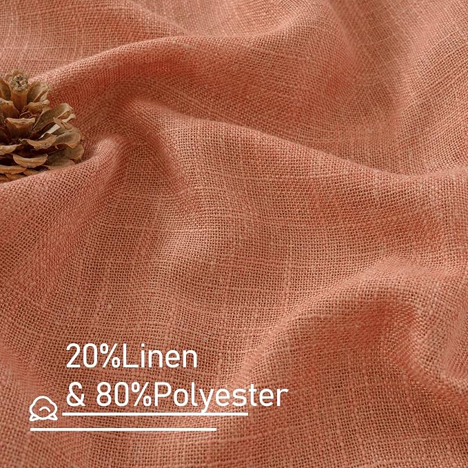 LAMIT Terracotta Linen Boho Curtains 78 inch Length 2 Panels, Light Filtering - Image 2