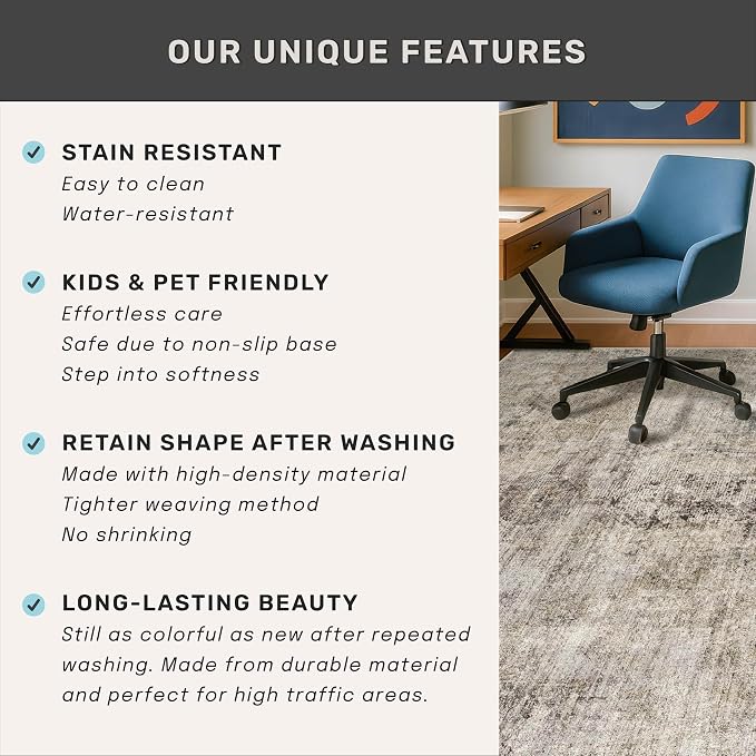 5x7 Earthy Rug for Living Room, Vintage Unique Area Rug for Bedroom Under Bed - Image 7