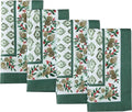 Newbridge Christmas Holly Pinecone Border Set of 4 Fabric Napkins, Holiday by HomeBargainsPlus
