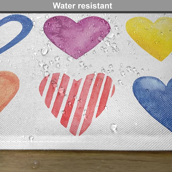 Ambesonne Grunge Place Mats Set of 8, Rainbow Color Heart Shapes Valentine's - Image 6