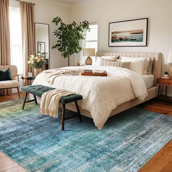 Kokia Abstract Area Rugs 6x9 Boho Washable Distressed Retro Indoor Floor Rug - Image 4