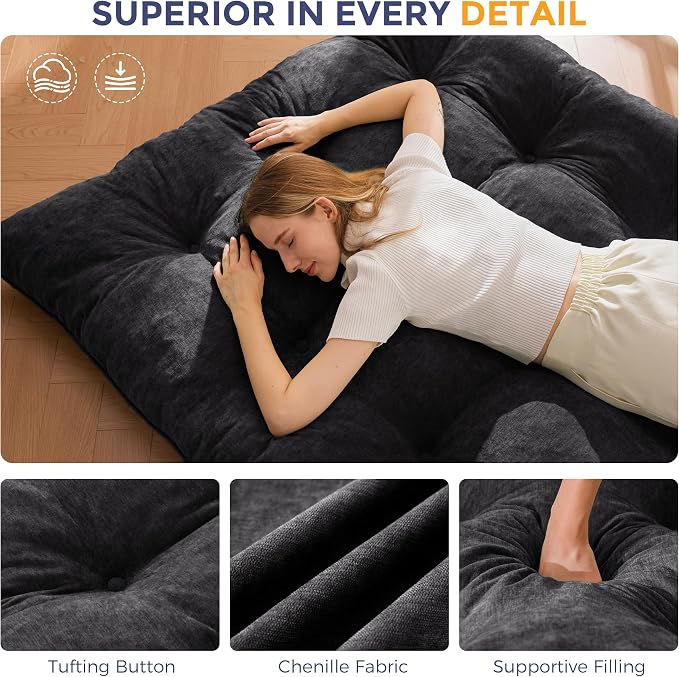 MAXYOYO Japanese Floor Mattress Queen Size, Thick Chenille Tatami Mat Sleeping - Image 8