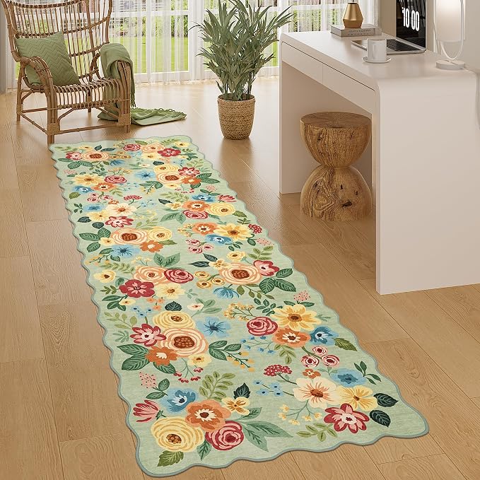 DUKINO 2.6x8 Runner Rug for Hallway, Washable Kitchen Rug by DUKINO