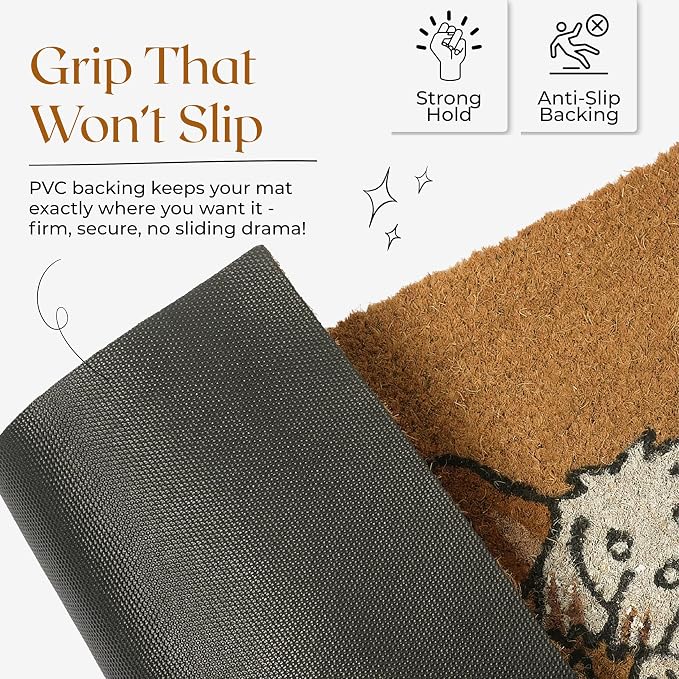 Coir Door Mats 17" X 30", Non-Slip Sturdy, PVC Backed Heavy Duty, 5 Welcoming - Image 7