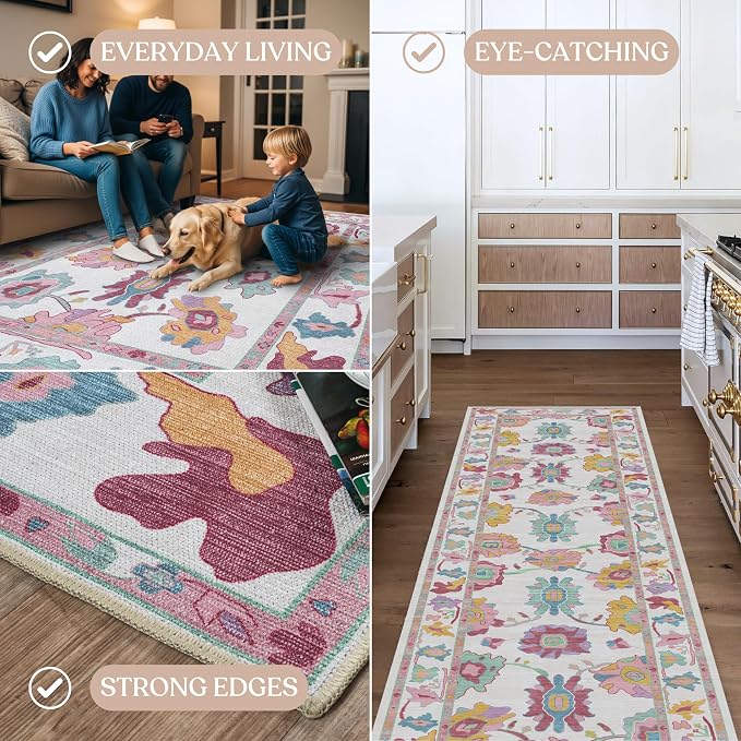 Fame Living Pink Oushak Rug, Extra Large Area Rugs - Image 4