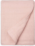 Sticky Toffee Cotton Throw Blanket 60x50 in – Woven Lightweight Blush Pink by StickyToffee
