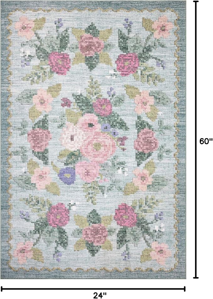 Loloi Rifle Paper Co. Rosa Collection RSA-02 Sky 2'-0" x 5'-0" Accent Rug - Image 2