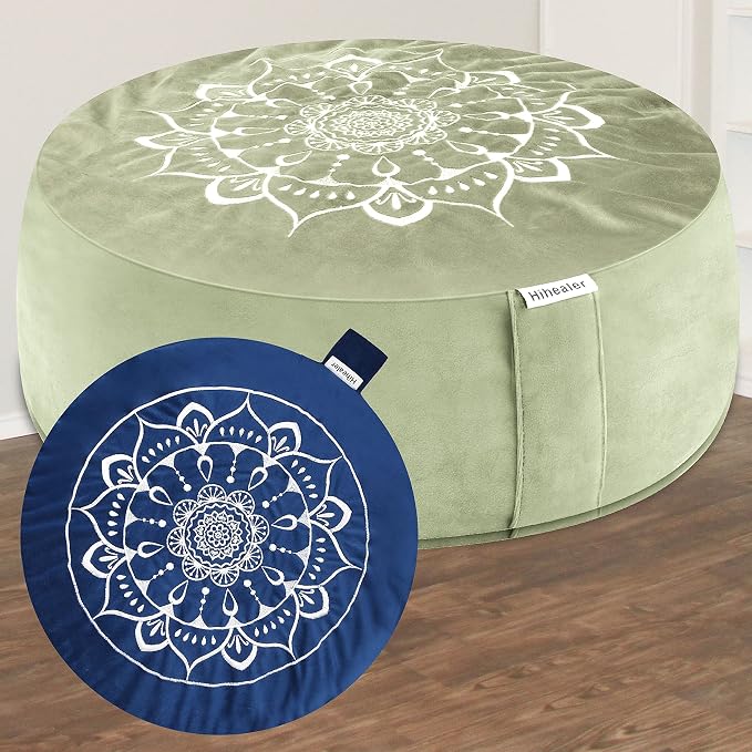Hihealer Meditation Cushion, Traditional Tibetan Meditation Pillow Velvet Cover by HIhealer