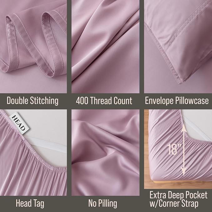 Bella Coterie 6 Piece Luxury Bamboo Viscose California King Size Sheet Set | - Image 3
