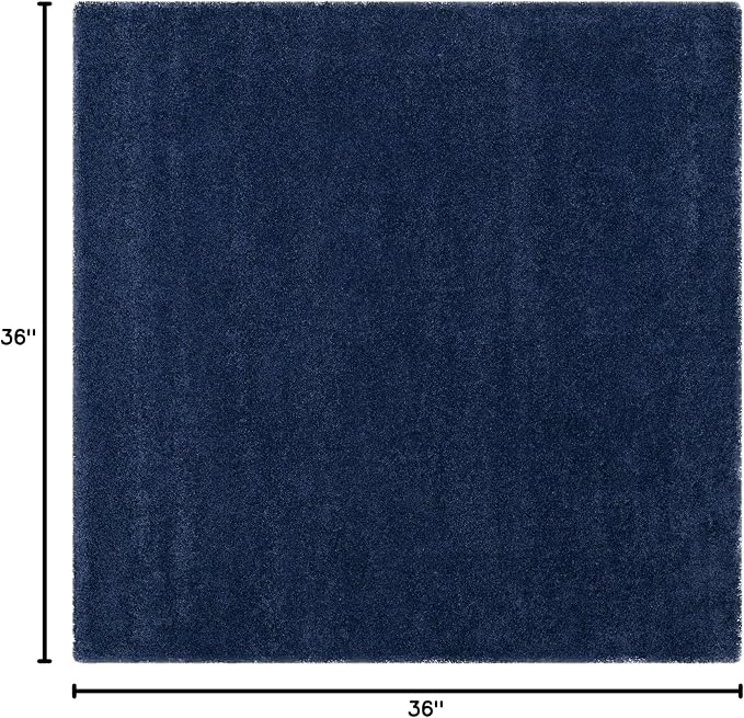 SAFAVIEH Milan Shag Collection 3' Square Navy SG180 Solid Non-Shedding Living - Image 2