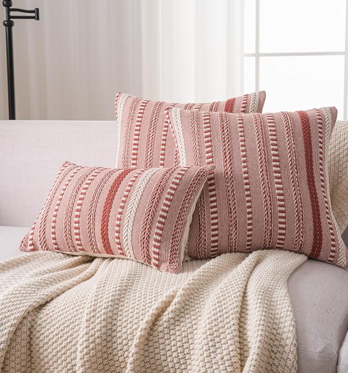 Boho Throw Pillow Covers 12x20 Inch Set of 2, Farmhouse Decorative Couch Pillow - Image 2