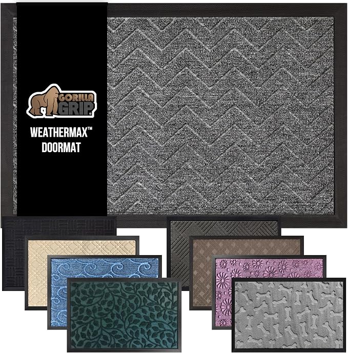 GORILLA GRIP 100% Waterproof All-Season WeatherMax Doormat 35x23, US Designed by GorillaGrip