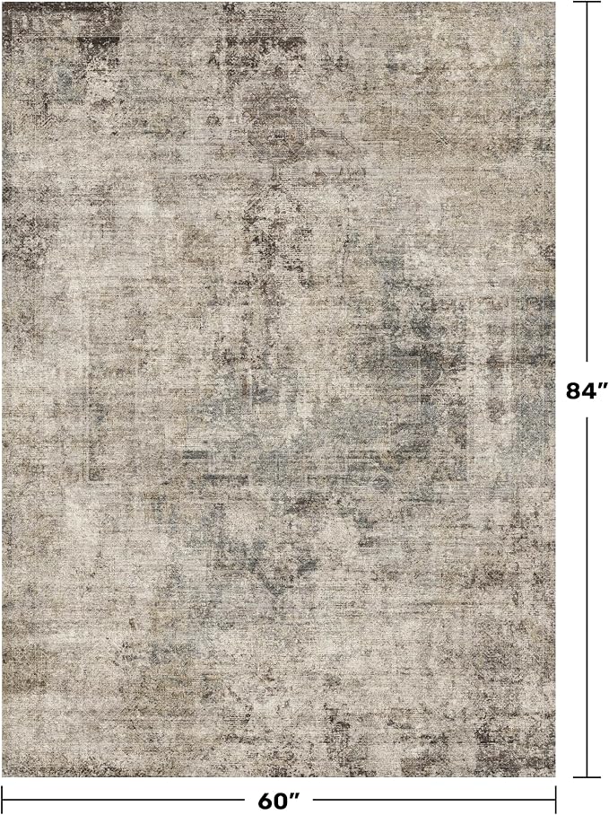 5x7 Earthy Rug for Living Room, Vintage Unique Area Rug for Bedroom Under Bed - Image 2