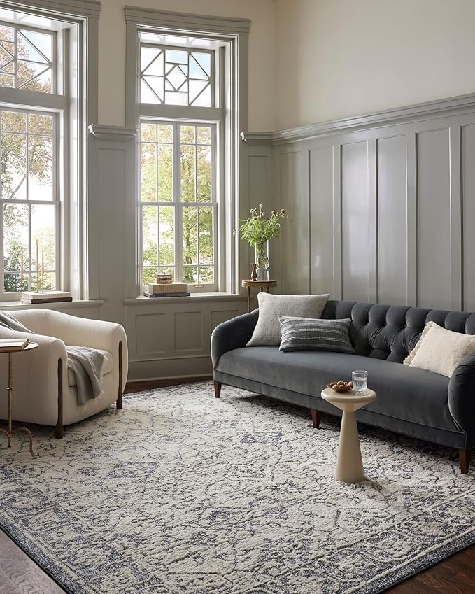 Loloi Magnolia Home by Joanna Gaines Gigi Collection GIG-02 Ivory/Blue 4'-0" x by Loloi