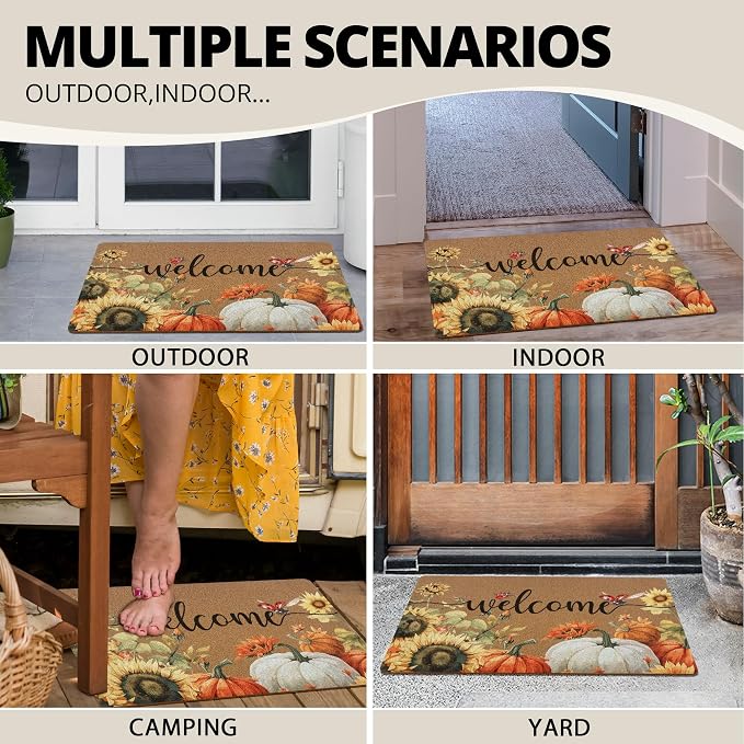 Fall Pumpkin Welcome Door Mat, Autumn Thanksgiving Welcome Front Door Mat - Image 7